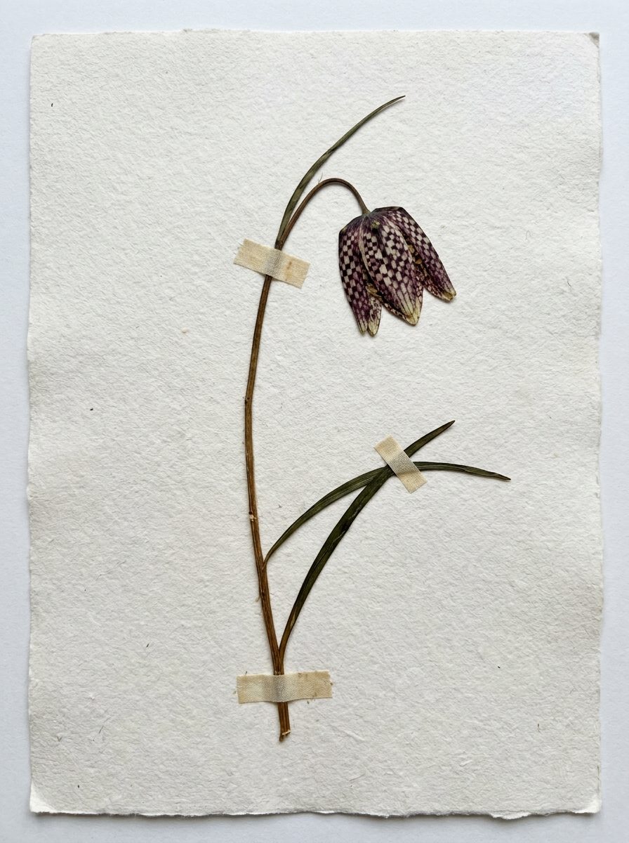 Pressed checkered fritillary specimen