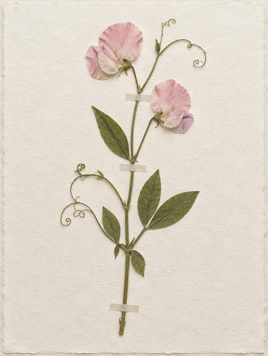 Pressed sweet pea specimen